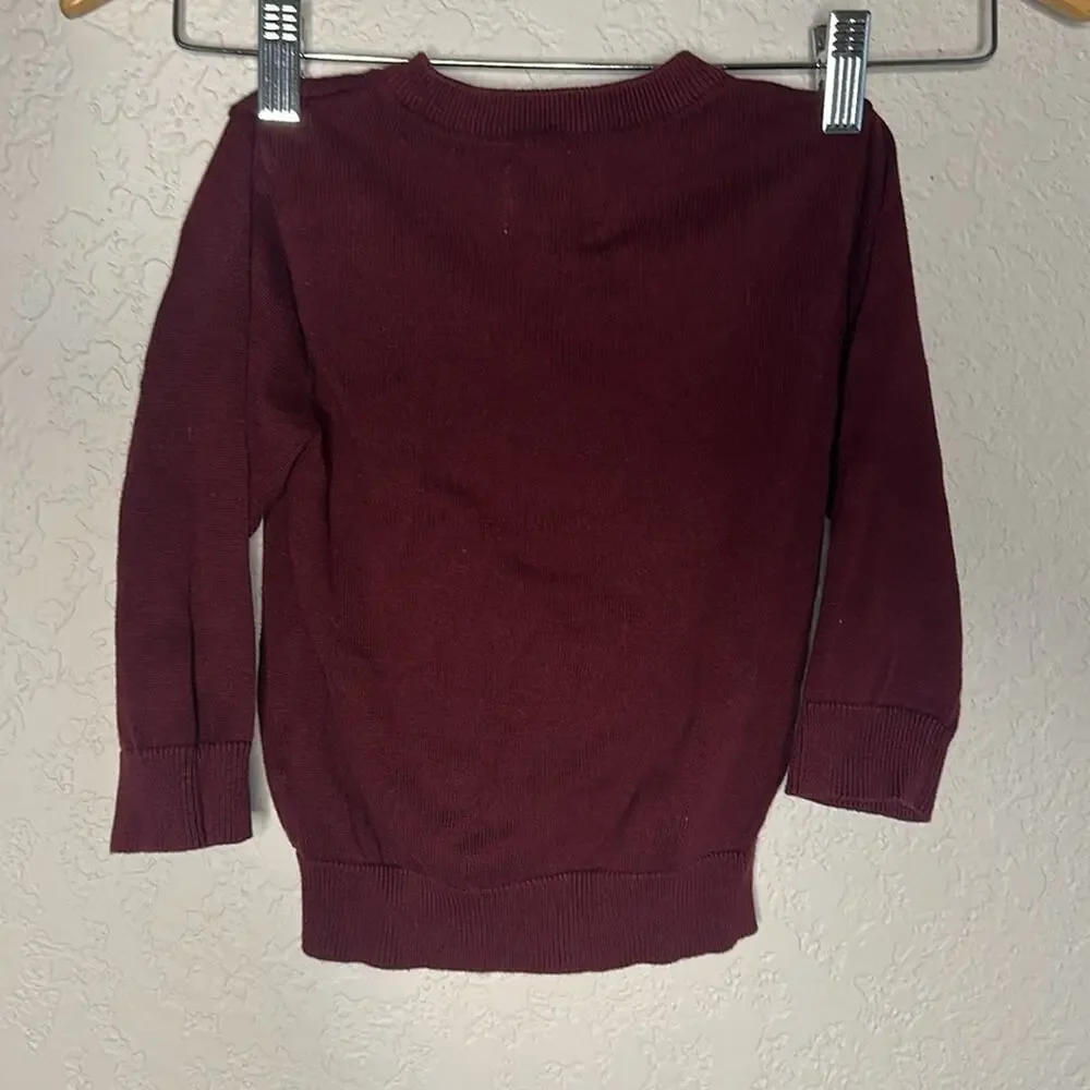 The Children’s Place Burgundy Argyle Sweater V Neck 2T Preppy Academia Golf